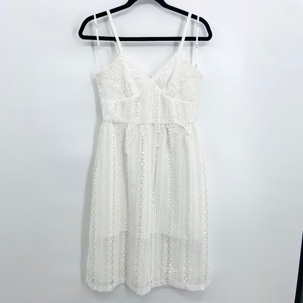 ALI & JAY White Bellisimo Crochet Lace Spaghetti Strap Midi Wedding Dress Small